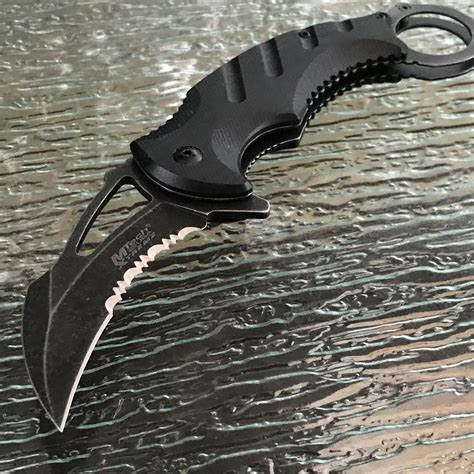 80 Mtech Usa Spring Assisted Black Karambit Folding Pocket Knife Tac