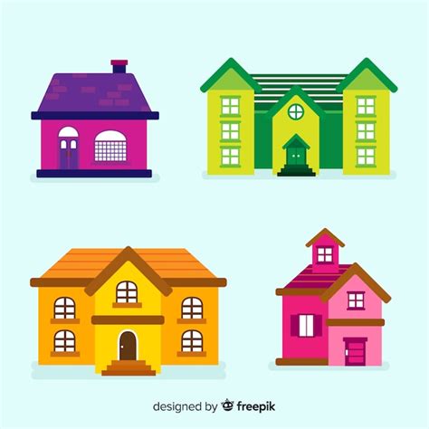 Free Vector | Colorful housing collection with cartoon style