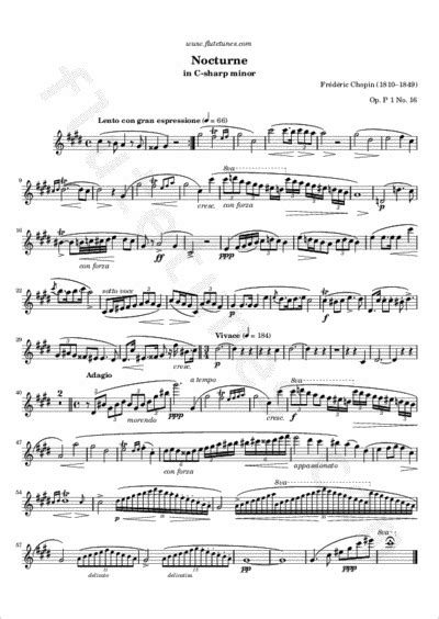 Nocturne No 20 In C Sharp Minor F Chopin Free Flute Sheet Music