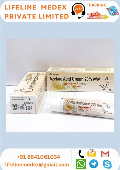 Azelaic Acid Aziderm Cream For External Skin Problems Dose Gm