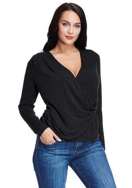 Whats New Dont Settle For Your Usual Black Top Get This Plus Size Black Wrap Style Top And