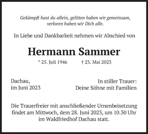 Traueranzeigen Von Hermann Sammer Trauer Merkur De