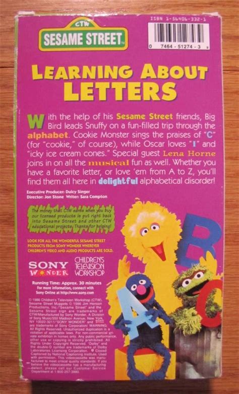 Sesame Street Learning About Letters Vhs Video Ebay