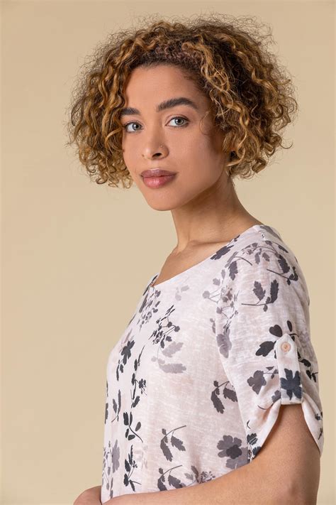 Floral Print Double Layer Top In Light Pink Roman Originals Uk