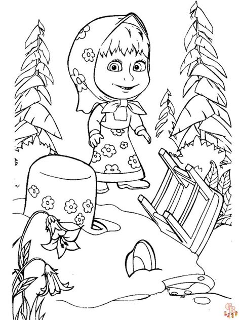 Masha and The Bear Coloring Pages - Free Printable Sheets