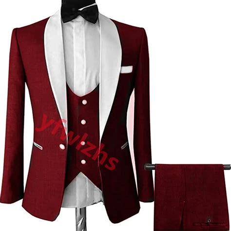 Custom Made Groom Tuxedos Brown Blossom Men Suits Shawl Lapel Groomsmen Wedding Prom Dinner Man