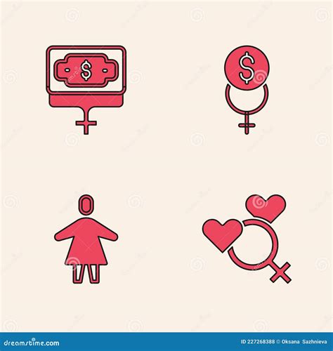 Set Female Gender Money Growth Woman Feminism Finance And Icon