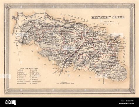 Decorative antique county map of Renfrewshire, Scotland. FULLARTON 1866 ...