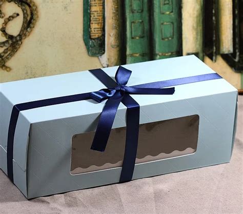 Luxurious Rhombic Blue Cake Boxes With Window Biscuit Cookie Macaron