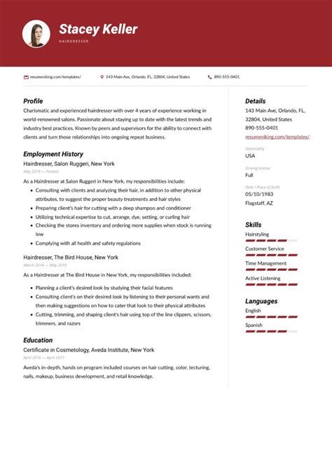 Hairdresser Resume Examples Pdf S