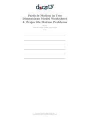 Docsity Particle Motion In Two Dimensions Model Worksheet Projectile