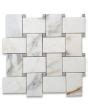 Calacatta Gold Marble Large Basketweave Mosaic Tile W Cinderella Gray