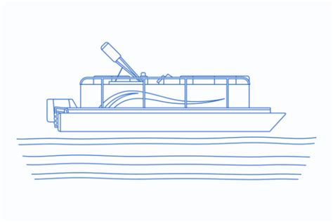 Side View Pontoon Boat In Outline Style Graphic By Faqeeh · Creative Fabrica