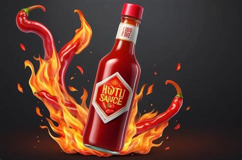 Hot Chili Sauce On Fire Vector Realistic Product Placement Mock Up