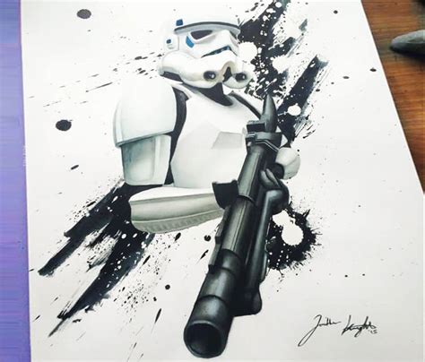 Stormtrooper Watercolor Painting By Jonathan Knight Art No 2357