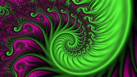 Green Pink Neon Fractal Pattern Hd Abstract Wallpapers Hd Wallpapers