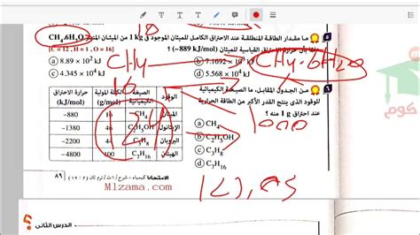 حل اسألة الدرس الثاني الفصل الثاني الباب الرابع كتاب الامتحان كيمياء