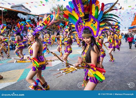 ORURO, BOLIVIA - FEBRUARY 10, 2018: Dancers at Oruro Carnival in ...