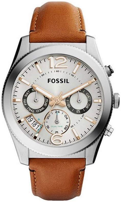 Womens Fossil Perfect Boyfriend Multifunction Brown Leather Watch Es3932