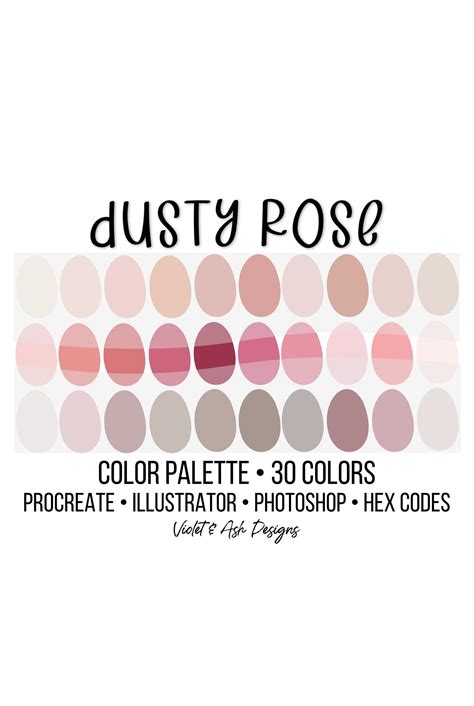 Dusty Rose Procreate Palette Color Chart Procreate Swatches Ipad Procreate Digital Download