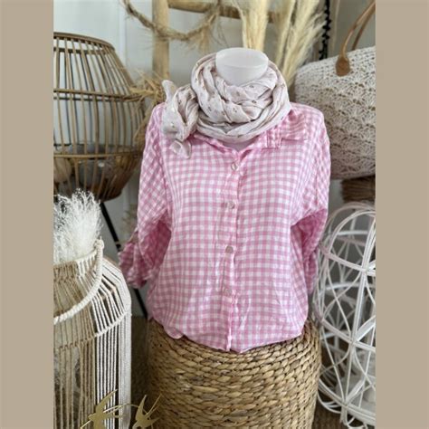 Chemise vichy rose Au Château De Sable Boutique en ligne pour femme