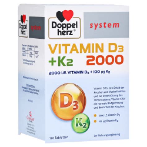 DoppelHerz Vitamina D3 K2 2000 Confezione Da 60 Compresse Erbofarma