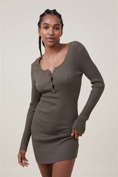 Henley Knit Mini Dress