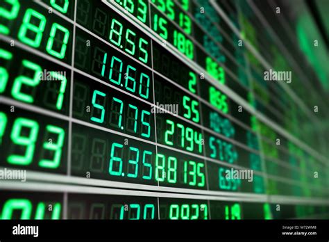 Stock Market Chart Or Stock Market Board With Green Numbers Stock Photo