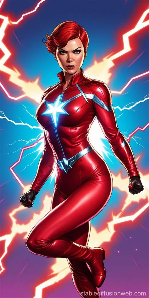 Female Lightning Superhero in Red Suit with Short Hair | Stable ...