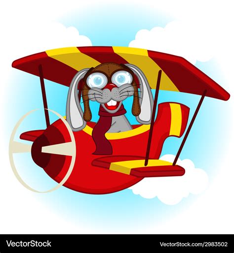 Rabbit flying on plane Royalty Free Vector Image