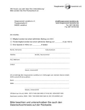 Ausfüllbar Online Wir freuen uns sehr ber Ihre Untersttzung Fax Email