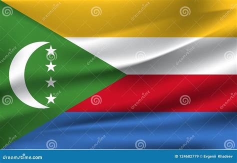 Fundo Da Bandeira De Comores Com Textura De Pano Bandeira De Comores Ilustração Stock