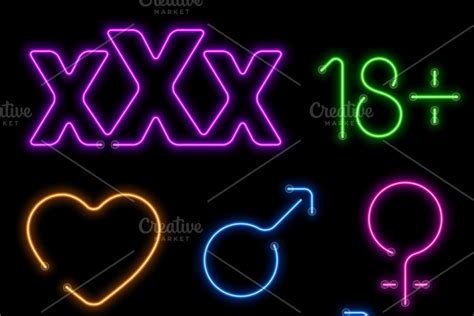 Neon Erotic Vector Symbols Custom Designed Illustrations ~ Creative Market