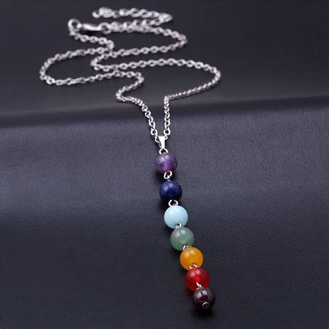 Chakra Beads Pendant Chain Necklace Women Yoga Reiki Healing