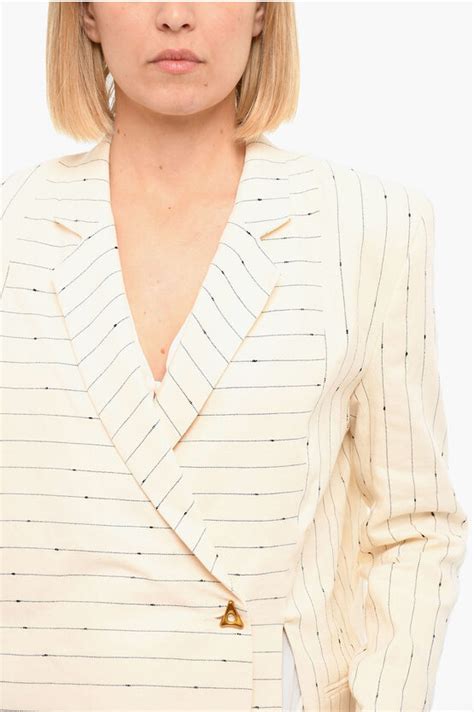 Aeron Linen Blend Double Breasted Blazer With Side Slits Women