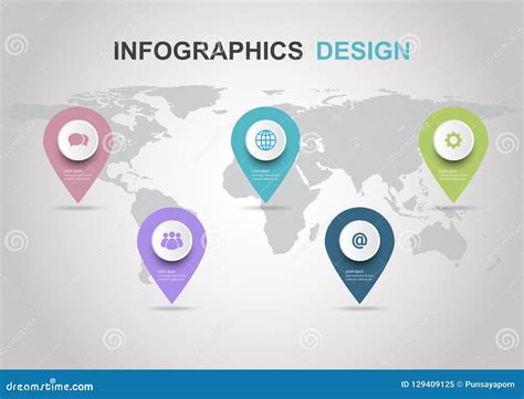 Infographic Design Template With Pins Stock Vector Illustration Of