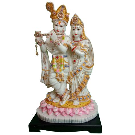 White Traditional Marble Radha Krishna Statue For Home Size 85 Cm At