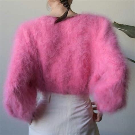 Womans Pink Sweater Angora Sweater Pink Sweater Softest Sweater Sweater Fashion Fur Coat