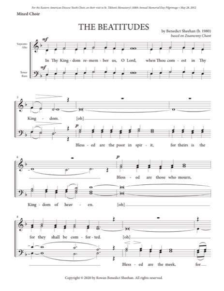 Beatitudes Znamenny Chant Sheehan Mixed Satb • Saint Tikhons Music