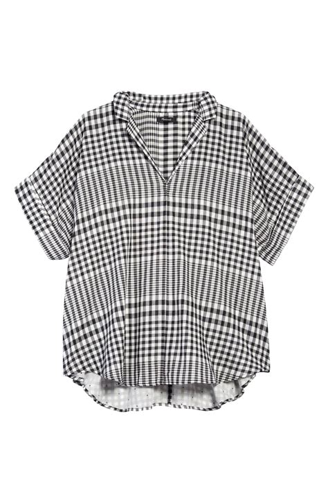 Buy Madewell Hayden Breenly Plaid Double Faced Popover Top True Black