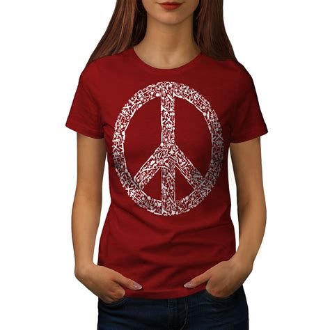 Wellcoda Peace Hippy Vintage Womens T Shirt Hippie Casual Design