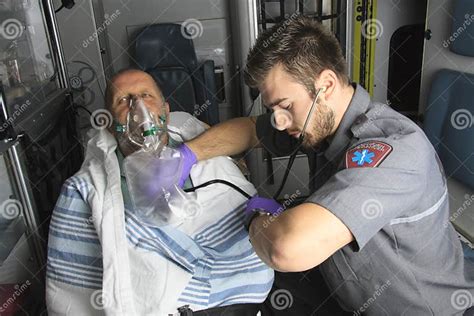 Professional Paramedics Giving Unconscious Men Stock Image Image Of