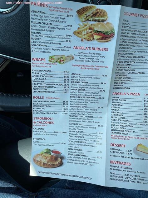 Menu At Angelas Pizza And Restaurant Hazlet