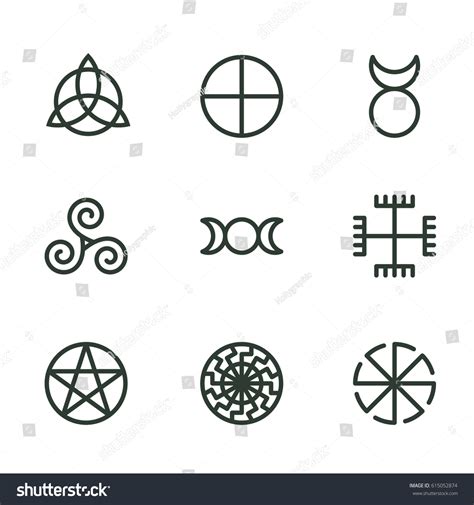 Pagan Ancient Symbols Mystery Sacred Icons Stock Vector Royalty Free