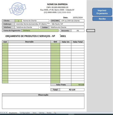 Planilha Automatizada De Emissão De Recibos Com Logomarca Tr