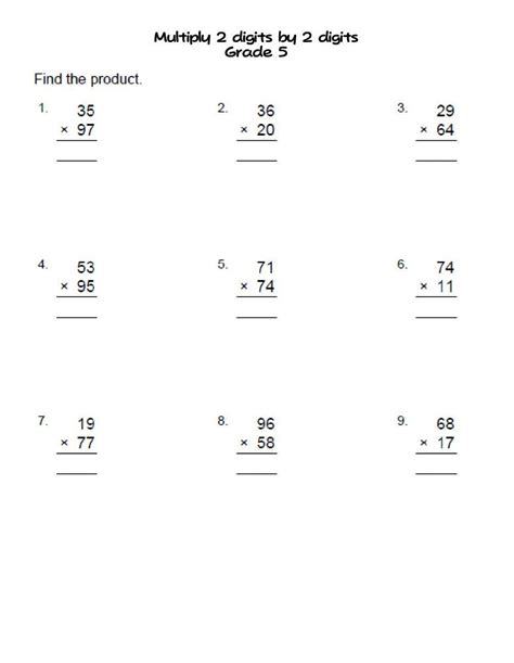 Multiply Digits By Digits Grade Worksheet Live Worksheets