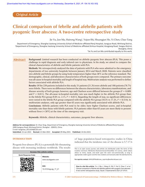 Pdf Clinical Comparison Of Febrile And Afebrile Patients With