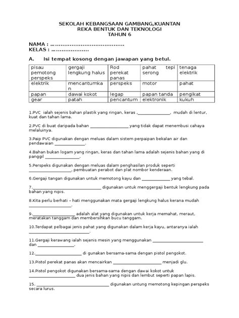 Soalan Rbt Tahun 6 Pdf