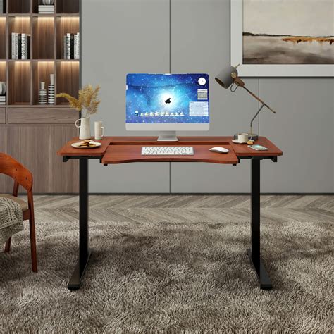 Electric Height Adjustable Desk Tiltable Tabletop Hidden Storage