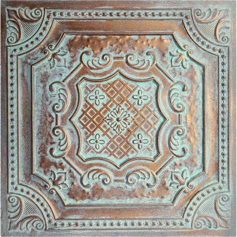 TD04 Weathered Copper Tin Look Ceiling tile. Box of 10 2'X2' Glue up